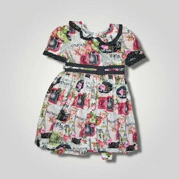 Toddler Handmade Paris themed Embroidered flowy Boho Style 3t - Picture 5 of 10